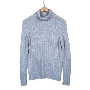 CASHMERE CLOUDS 100% Cashmere Cable Knit Turtleneck Pullover